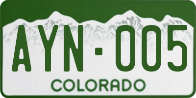 CO license plate AYN005