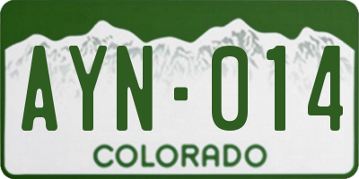 CO license plate AYN014