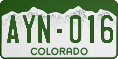 CO license plate AYN016