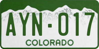 CO license plate AYN017