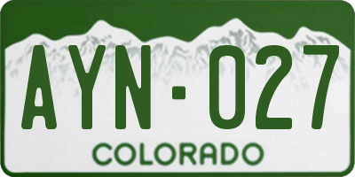 CO license plate AYN027