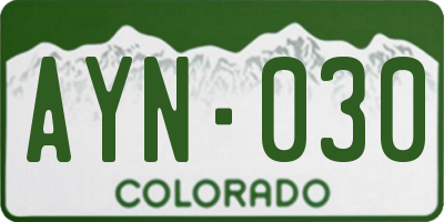 CO license plate AYN030