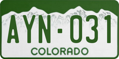 CO license plate AYN031