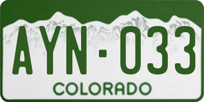 CO license plate AYN033