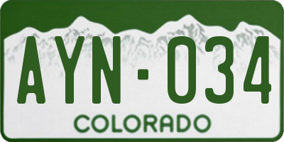 CO license plate AYN034