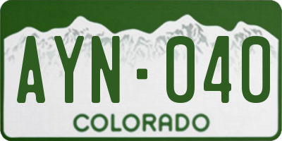 CO license plate AYN040