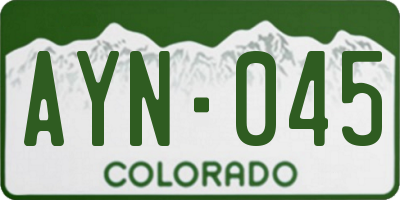 CO license plate AYN045