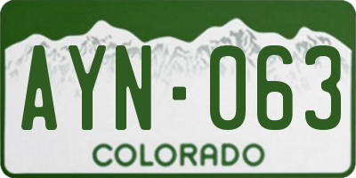 CO license plate AYN063