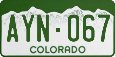 CO license plate AYN067