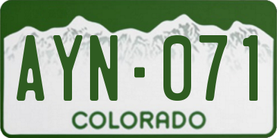 CO license plate AYN071