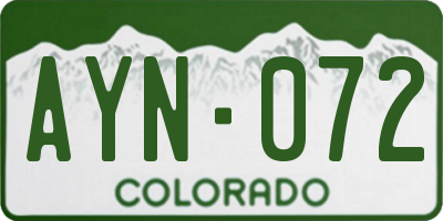 CO license plate AYN072