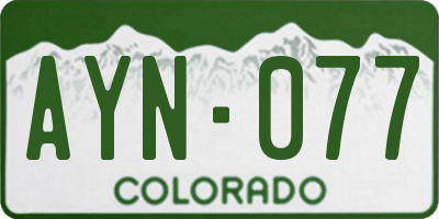 CO license plate AYN077