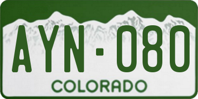 CO license plate AYN080