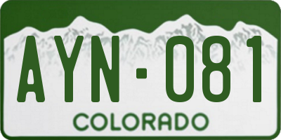 CO license plate AYN081