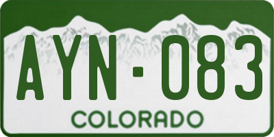 CO license plate AYN083