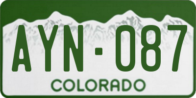 CO license plate AYN087