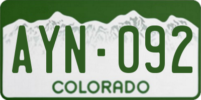 CO license plate AYN092