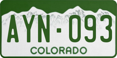 CO license plate AYN093