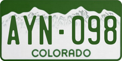 CO license plate AYN098