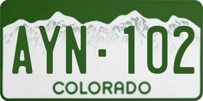 CO license plate AYN102