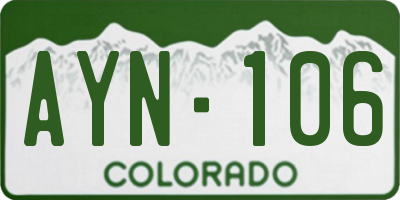 CO license plate AYN106