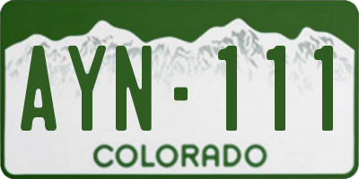 CO license plate AYN111