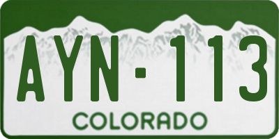 CO license plate AYN113