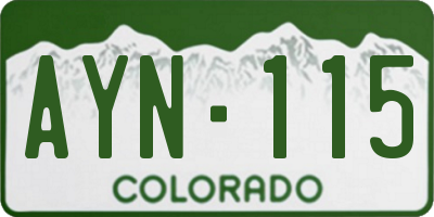 CO license plate AYN115