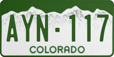 CO license plate AYN117