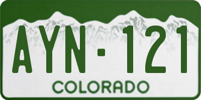 CO license plate AYN121