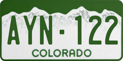 CO license plate AYN122