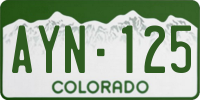 CO license plate AYN125