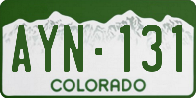 CO license plate AYN131