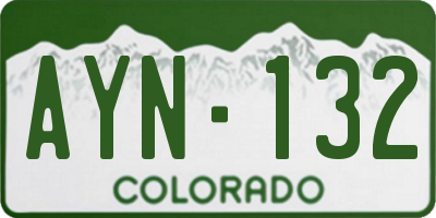 CO license plate AYN132