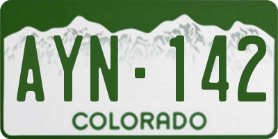 CO license plate AYN142