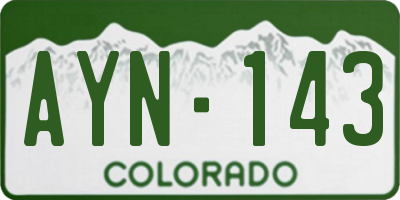 CO license plate AYN143