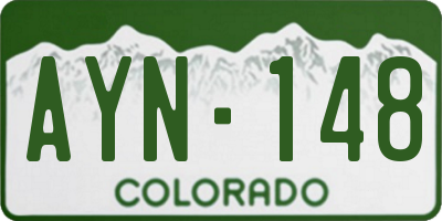 CO license plate AYN148