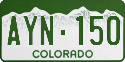 CO license plate AYN150