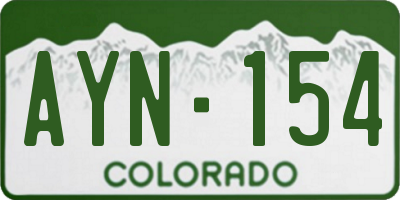 CO license plate AYN154