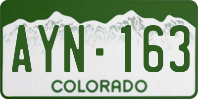 CO license plate AYN163