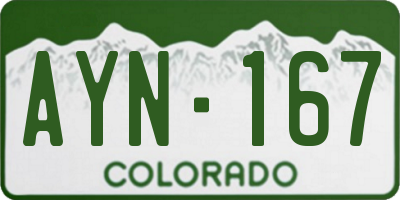 CO license plate AYN167