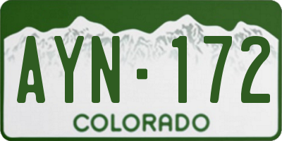 CO license plate AYN172