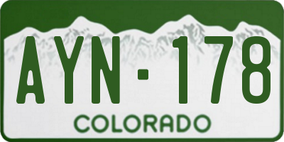 CO license plate AYN178