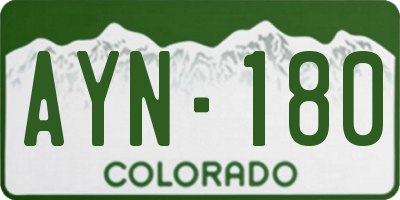 CO license plate AYN180
