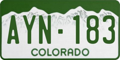 CO license plate AYN183