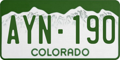 CO license plate AYN190