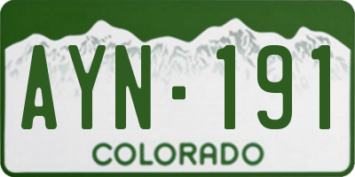 CO license plate AYN191