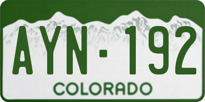 CO license plate AYN192