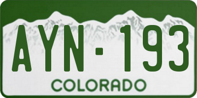 CO license plate AYN193