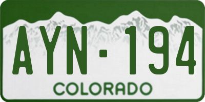 CO license plate AYN194